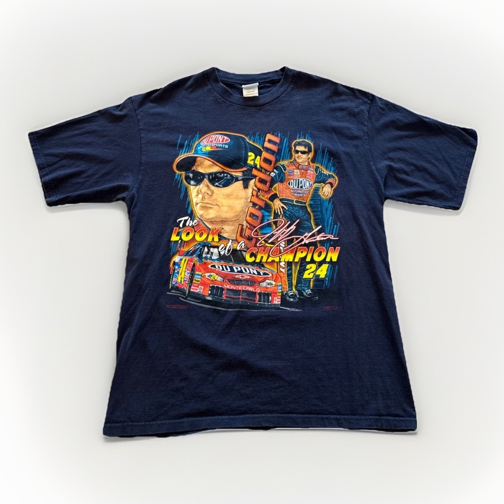 Vintage NASCAR Shirt Mens XL Jeff Gordon Look of a‎ Champion Chase Y2K Navy Blue